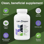 CalmSupport: Stress & Relaxation Support - Ashwagandha, Passion Flower, Valerian Root, Ginger, GABA, Velvet Bean, Motherwort, Oat Seed, L-Theanine, L-Tryptophan, Folate, C,B1,B6,B12,Zinc - 60 Capsules
