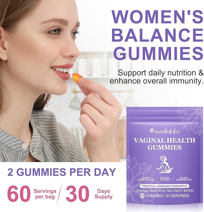 Vaginal Probiotics for Women, Vital Source Feminine Gummies, pH Balance for Women, Premium Feminine Balance Gummies, Promotion of Womens Health - 60Gummies