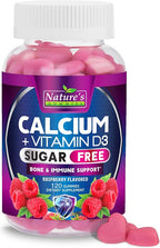 Calcium Supplement Gummies - Sugar Free Calcium Gummy with Vitamin D3 for Best Absorption - Supports Immune Health, Bones & Teeth - Nature's Calcium Chews for Women & Men - Berry Flavor - 120 Gummies