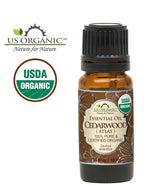 US Organic 100% Pure Cedarwood Essential Oil (Atlas) - USDA Certified Organic, Steam Distilled (More Size Variations Available) (10 ml / .33 fl oz)