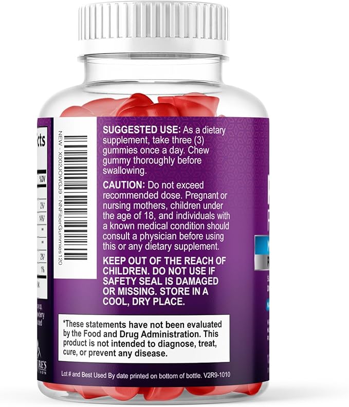 Fiber Gummies For Adults - Daily 3X Strength Soulable Fiber 4g Per Serving Gummy Supplement, Prebiotic Gummy Digestive Health Support - Plant Based Fiber Regularity & Digestion Support - 120 Gummies