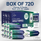 Adult Wipes For Elderly - 8"x13" Extra Large & Soft Wet Wipes for Adults Bathing - Incontinence Disposable Washcloths, Vitamin E & Aloe Infused for Men & Women 720ct (12 Packs of 60)