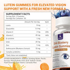 Lutein and Zeaxanthin Gummies Supplements Support Eye Health, 9 in 1 with Vitamin E and C, B-carotene, DHA, Zinc, Anthocyanin (Blueberry Extract), Complex Probiotics, Non-GMO, Gluten Free I 60 Gummies