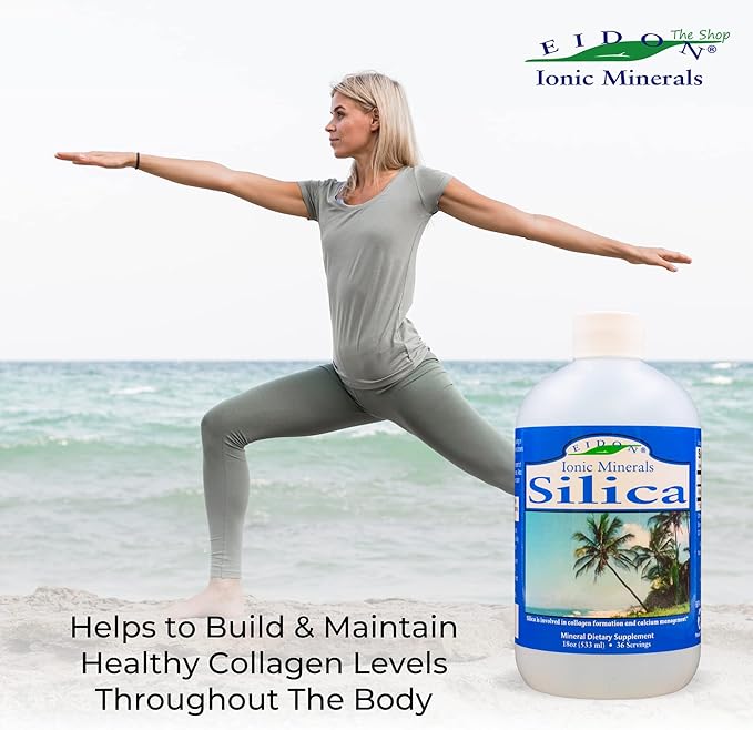 Eidon Liquid Silica Mineral Concentrate - Silica Supplement for Hair, Skin, and Nails, Supplement Drops to Support Collagen Production & Hair Loss for Women & Men, Helps Manage Calcium - 18 oz