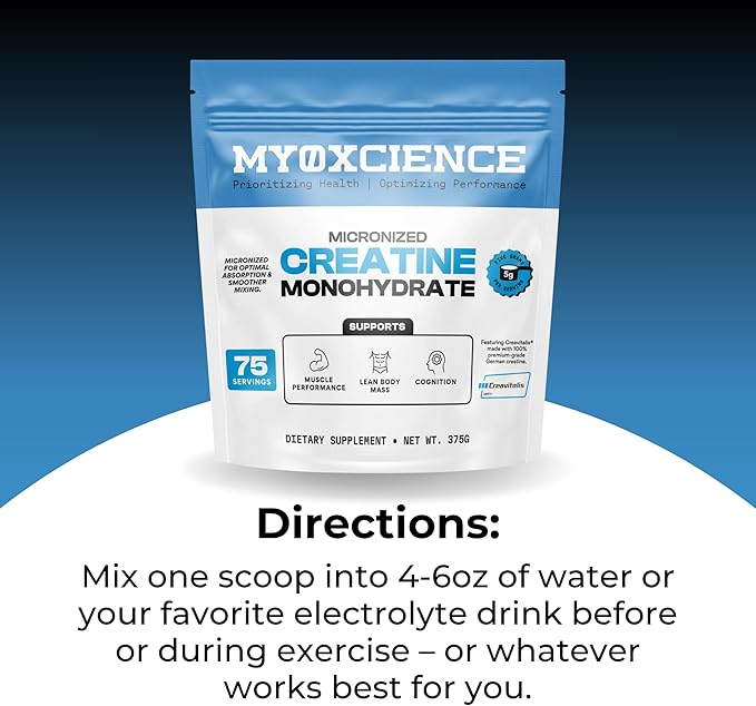 MYOXCIENCE Micronized Creavitalis Creatine | The World’s Purest Micronized Form of Creatine Monohydrate | Supports Muscle Performance, Lean Body Mass, & Cognition | 75 Servings