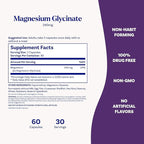 Natrol Magnesium Glycinate Supplements 240 mg - High Absorption - Calm Magnesium Glycinate for Sleep - 60 Capsules,30 Day Supply,(Pack of 2)