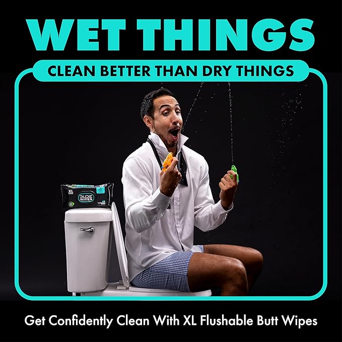 DUDE Wipes Mint Chill Flushable Wipes - Extra-Large Adult Wet Wipes - 1 Pack (48 Count), Travel Pack - Infused with Tea Tree Oil, Vitamin E, and Aloe - Septic and Sewer Safe