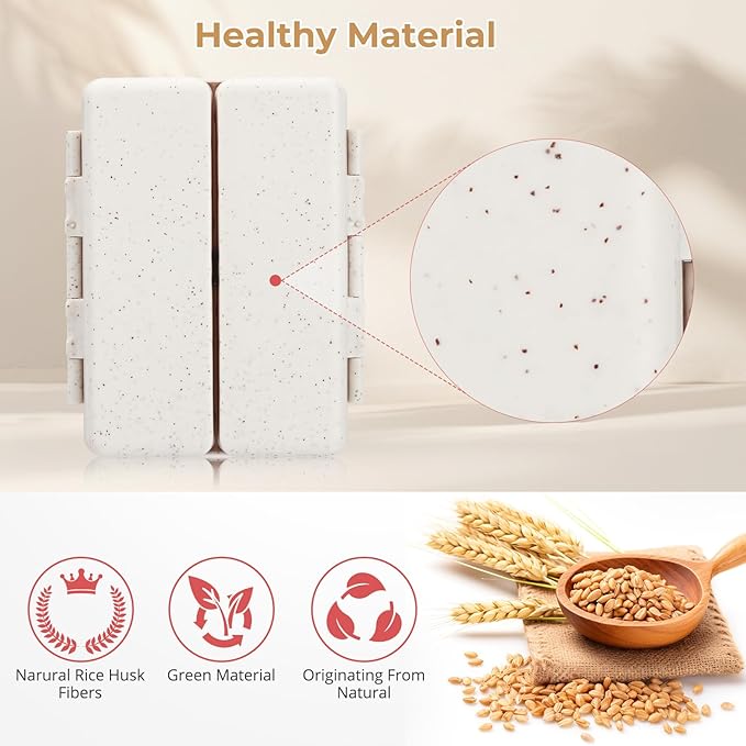 Zentiky Small Daily Pill Organizer with Labels, Medicine Pill Organizer Fit with Your Purse or Pocket for Travel to Hold Vitamin, Fish Oil, Supplement,Cotton Swabs, Bandages or Jewelry-Beige