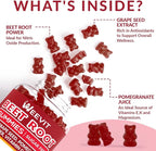 WEEVIT Beet Root Gummies, Nitric Oxide Supplement for Men Women | Organic Beet Gummy with Grape Seed, Pomegranate, Black Pepper, Vitamin C, B12