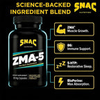 SNAC ZMA-5 Mineral Supplement - Supports Muscle Function, Restful Sleep, Immune Health & Relaxation with Zinc, Vitamin B6, Magnesium & 5-HTP for Sleep, Anxiety, Calmness - 180 Veggie Capsules (2 Pack)
