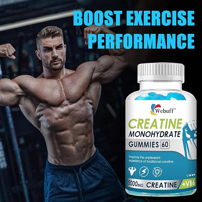 Creatine Gummies Monohydrate Complex 5000mg 60 Count Gummies Taurine + Vitamin B6 for Muscle Strength, Muscle Builder, Energy Boost, Pre Workout (60 Count (Pack of 2))