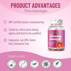Skin Glowing Gummies, Contains Keratin & Bioth, Lightening Skin, Dark Spots, Pigmentation Care, Antioxidant, 60 Count