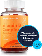 Amazon Elements - B-Complex, Supports Immune and Normal Energy Metabolism, 70-Day Supply, Vegan, Adult, Non-GMO (Previously Revly), 70 Gummies (Pack of 2)