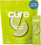 Cure Hydration | Plant-Based Electrolyte Drink Mix | No Added Sugar | FSA-HSA | Dehydration Relief Powder Made with Coconut Water | Non-GMO | Vegan | Pouch of 14 Packets - Lime