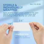 Dynarex DynaSafety Sterile Alcohol Prep Pads - Medium - 70% Isopropyl Alcohol, Individually Wrapped, Soft Cleaning Wipes - Box of 50