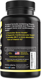 Vitamin D3 K2 3000 IU - with Vitamin K as MK-7 from Natto - High Potency Vitamin D Supplement Support Healthy Bones, Teeth, Heart & Immune Function, Gluten-Free - 90 Capsules