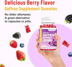 Saffron Gummies, 10 in 1 Saffron Supplements Gummies with Magnesium, Ashwagandha & Rhodiola Rosea, Sugar Free Vegan Mixed Berry Flavor - 2 Pack 120Cts