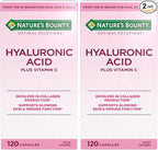 Nature's Bounty Vitamin C and Hyaluronic Acid Supplement, Supports Glowing Skin, Immune Function & Collagen Production, 120 Capsules - 60 Day Supply, Optimal Solutions Supplements for Skin Health