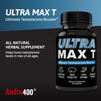Andro400 Ultra Max T Maximum Strength T-Support Complex – 200:1 Tongkat Ali, ForsLean, & D-Aspartic Acid – Premium Formula for Lean Muscle & Metabolism – 1 Pack, 60 Capsules