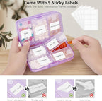 FYY Weekly Pill Organizer with Labels,8 Compartments Travel Daily Pill Case Airtight Moistureproof Large Pill Box to Hold Vitamins, Fish Oil, Supplements,Cotton Swab and Bandages-Purple