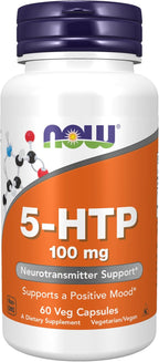 NOW Foods Supplements, 5-HTP (5-hydroxytryptophan) 100 mg, Neurotransmitter Support*, 60 Veg Capsules