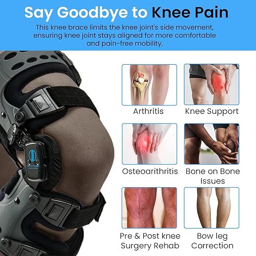Comfyorthopedic Men & Women OA Unloader Knee Brace, Medial Arthritis Pain & Osteoarthritis Offloader, Bone on Bone Cartilage Joint Support, L1851 L1843 Upgraded Built-in Hex Key, Right Fits Up to 32in Plus Size Thigh