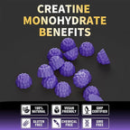 Nutravita Creatine Monohydrate Gummies for Men & Women-5g of Creatine Monohydrate per Serving - Sugar Free,Vegan, Grapes Flavor, 120 Count