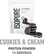 Isopure Bundle of Zero Carb 100% Pure Whey Isolate Protein Powder, Cookies & Cream, 25g Protein Per Serving, 1 Lb, 15 Servings + Isopure 100% Pure Creatine Monohydrate Powder, 100 Servings