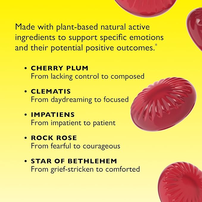 Bach RESCUE PASTILLES, Mixed Berry Flavor, Stress Relief Lozenges, Homeopathic, Flower Essences, 35 Count