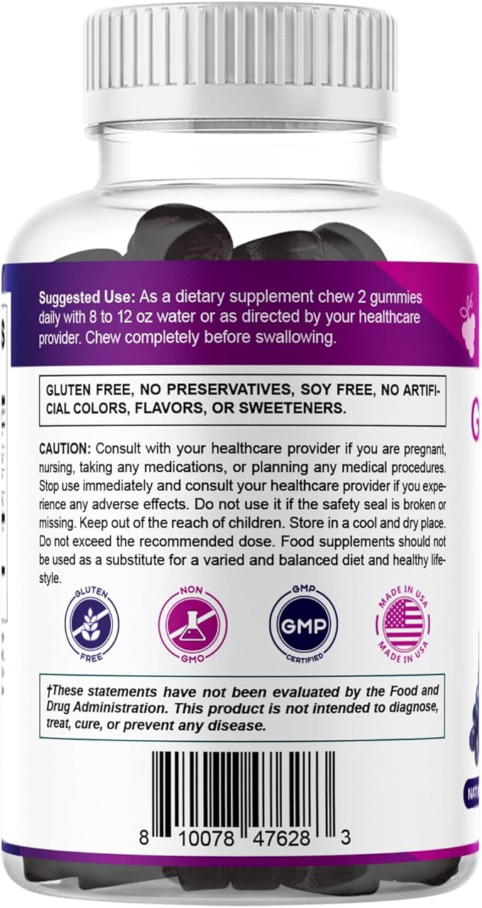 Vitamatic Grape Seed Extract Gummies – Plant-Based Botanical Extract – Natural Grape & Black Currant Flavor – Vegan, Non-GMO – Herbal Supplement – 60 Gummies - 2 Pack
