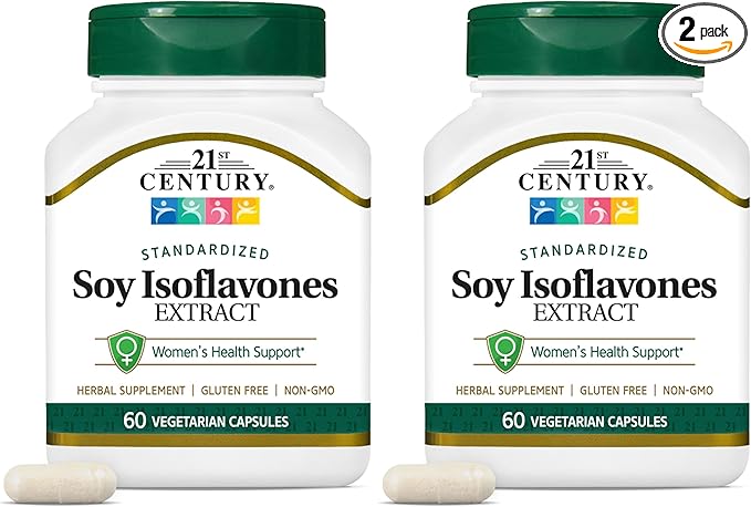 21st Century Soy Isoflavones Veg Capsules, 60Count (Pack of 2)