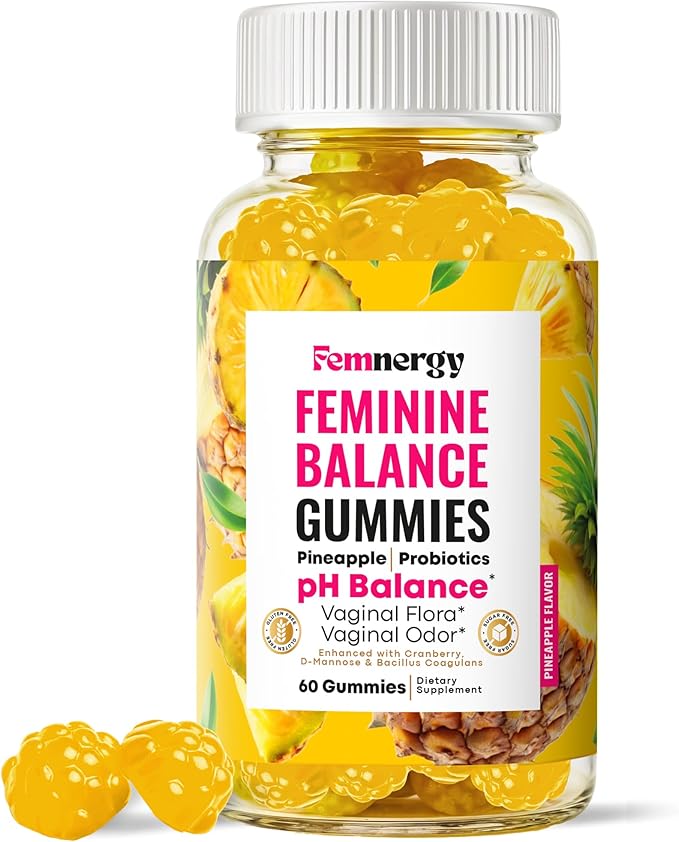 Feminine Balance Probiotic Gummies for Women - Vaginal Health & pH Balance Natural Gummy Supplement with Probiotics Pineapple Cranberry Vitamin C - Women's Healthy Odor & Flora Support - Gluten-Free