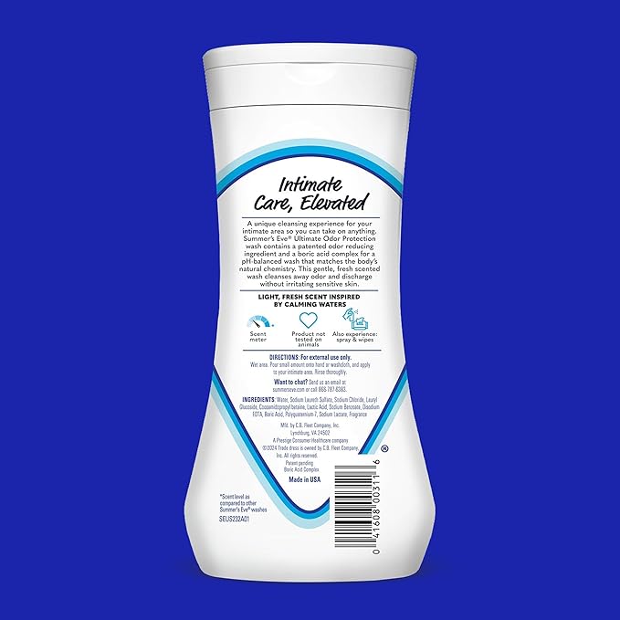 Summer's Eve Ultimate Odor Protection Daily Feminine Wash,pH-Balanced Formula Body Wash for Women with Boric Acid Helps Control Vaginal Odor,15 Fl Oz,(Pack of 3)