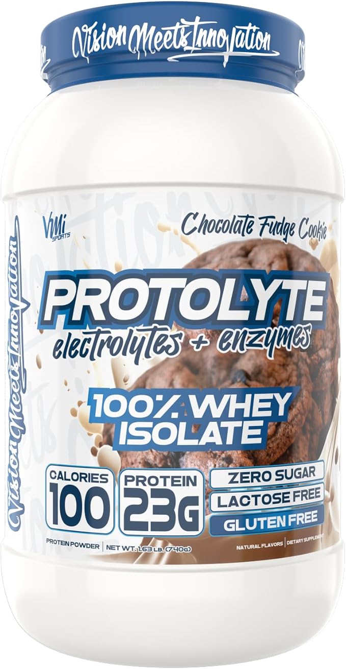 VMI Sports | ProtoLyte Whey Isolate Protein Powder | Low Calorie Whey for Weight Loss and Muscle Gain | Digestive Enzymes | Non-GMO (1.6 lb, Chocolate Fudge Cookie)