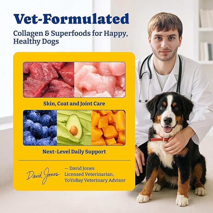 Collagen for Dogs - Collagen Soft Chews for Hip, Joint, Cartilage & Mobility Support, Skin & Coat Supplement for Dogs, with Types I, II & III Collagen and Superfood - 110 Count, Duck & Pear Flavor