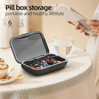 Portable Pill Box, Pill Organizer with 6 Compartments, Daily Medicine Pill Case, Pocket Size Pill Box for Travel, BPA Free Small Pill Container for Vitamins, Fish Oil, Supplements (Black)