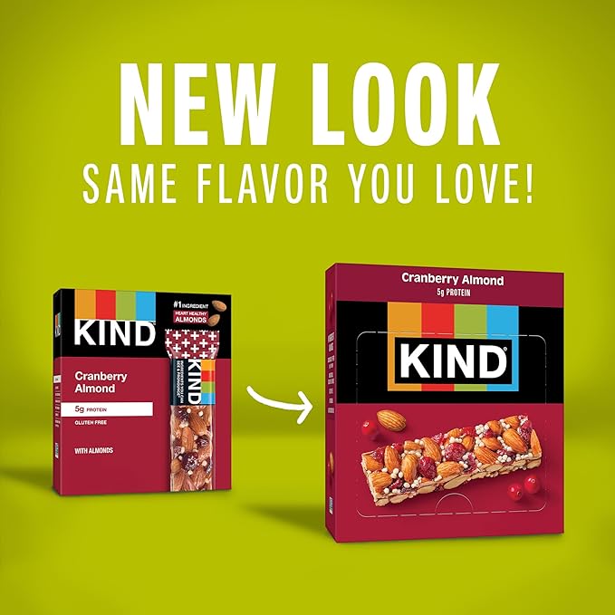 KIND Nut Bars, Cranberry Almond, Healthy Snack Bars, Gluten Free, Low Sugar, 6g Protein, 24 Count