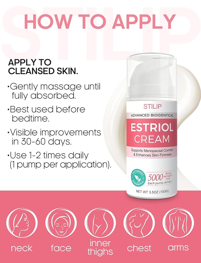 Estrogen Cream for Women–Estriol Cream for Women Menopause Support, Hydrating Phytoestrogen Moisturizer with Pueraria Mirifica & Soy Isoflavones, Firms Skin and Hormone Balance, 3.5 oz