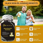 Eilin YHT Sativa Black Seed Oil Gummies 1000MG Immune System Joints Digestion Hair Skin Support Supplement 60 Counts