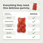 Novexa Growth Gummies, with Vitamin D3 & K2, Natural Strawberry Flavor, Non-GMO Formula,60 Count (1pcs)