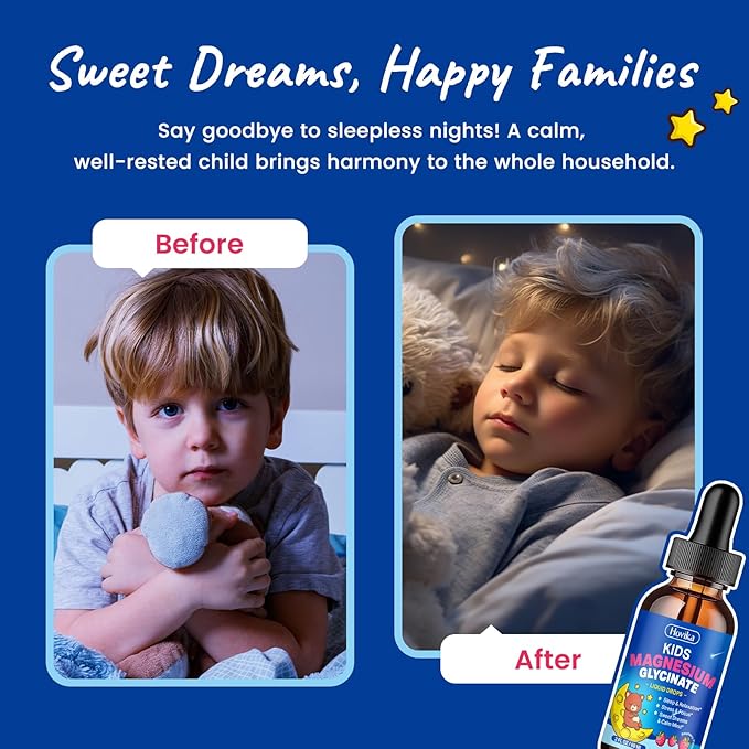 Magnesium Drops for Kids - with L-Theanine Omega-3, Vitamin B6, D3, Zinc - Kids Magnesium Glycinate Liquid for Sleep, Relaxation, Calm & Focus - 2 Fl Oz Raspberry Flavor