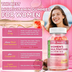 Totaria Sugar Free Multivitamin Gummies for Women 14+ w/Iron, Inositol, Folate, Biotin, Womens Daily Multivitamin Gummy w/Vitamin A, C, B, D3, K2, for Hair, Skin, Energy, Immune, Peach Flavor