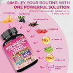 Myo Inositol Supplement - Women's All-in-One Supplement - with Myo-Inositol, D-Chiro Inositol & 13+ Extra Strength Ingredients -（90 Capsules）