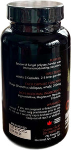 Chaga Mushroom Capsules Supplement for Immune Health Support - 120 Vegetarian Capsules