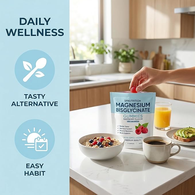 Magnesium Bisglycinate Gummies, 400mg Magnesium Bisglycinate Chelate with Sea Salt & Raspberry Powder, Vegan, 60 Gummies (3)