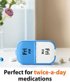 Extra Large Weekly Pill Organizer - XL Vitamin Holder with 7 Detachable AM PM Compartments - Portable Medicine Dispenser for Home and Travel, Big Supplement Container for Weekly or Daily Use, Rainbow