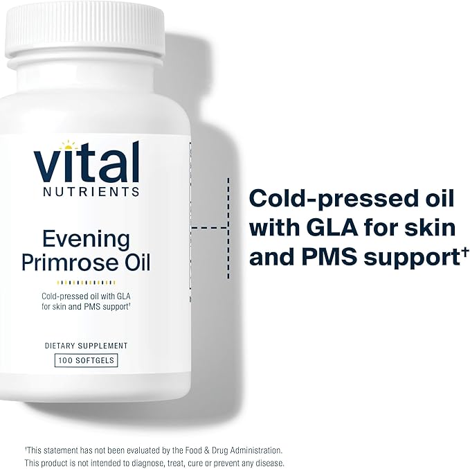 Vital Nutrients Evening Primrose Oil 1000mg - Primrose Supplement for Women - GLA Omega-6 Fatty Acid for Skin and PMS Support* - Gluten, Dairy, Soy Free - Non-GMO - 100 Softgels