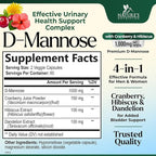 D-Mannose 1000mg Per Serving - Cranberry & Hibiscus - Effective Fast-Acting, Flush The Impurities for Bladder, Urinary Tract Health Support Supplement, for Women and Men, USA Bottled - 120 Capsules
