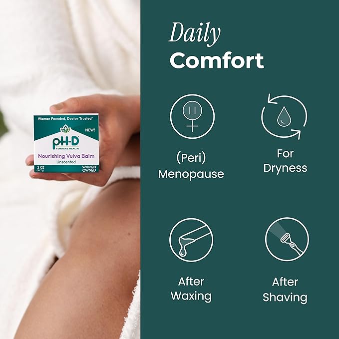 pH-D Feminine Health Support Nourishing Vulva Balm - Vulva Moisturizer for Dryness, Menopause Support, Intimate Care - Reduces Vulvar Dryness - 2 oz