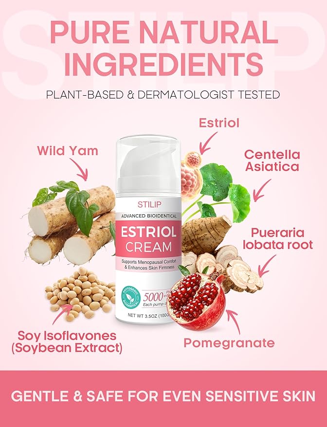 Estrogen Cream for Women–Estriol Cream for Women Menopause Support, Hydrating Phytoestrogen Moisturizer with Pueraria Mirifica & Soy Isoflavones, Firms Skin and Hormone Balance, 3.5 oz